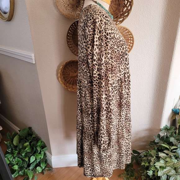 Leopard Print Long Sleeve Dress Sz XL - Picture 6 of 8